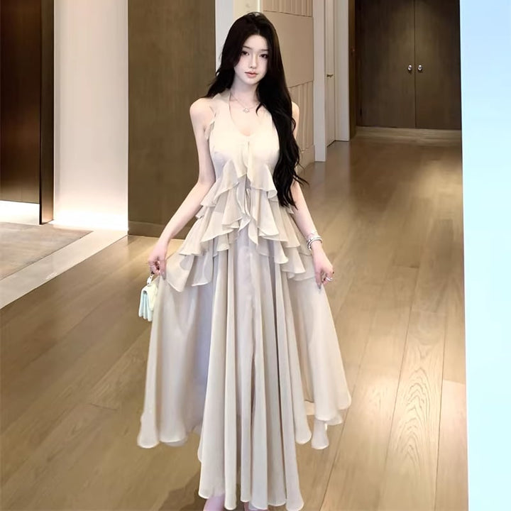 【dress】ホルターネックフレアワンピース Q8314