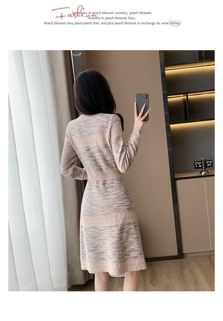 【dress】ハイウエストニットワンピース　M18256