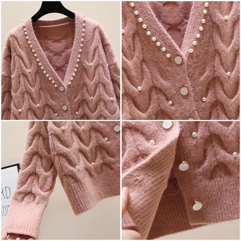 【outer】パールVネックニットカーディガン　M17941