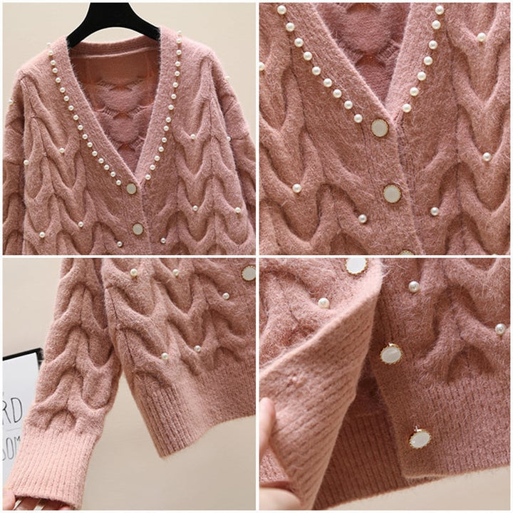 【outer】パールVネックニットカーディガン　M17941