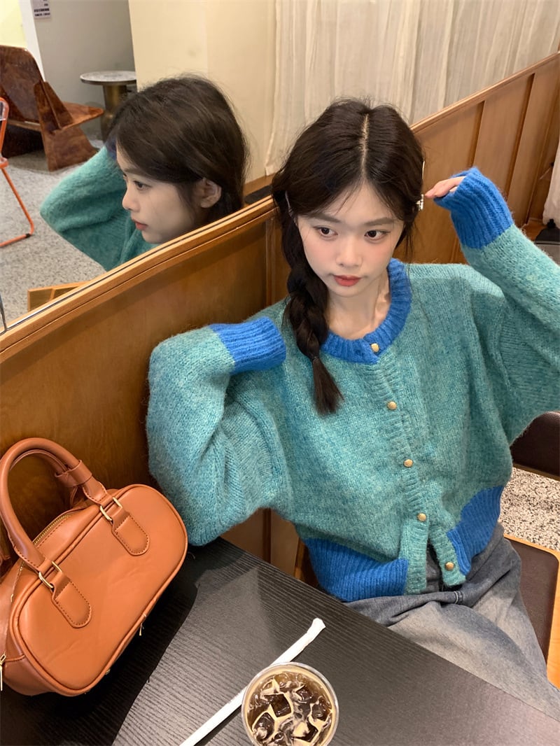 【outer】配色ニットカーデ　M26904