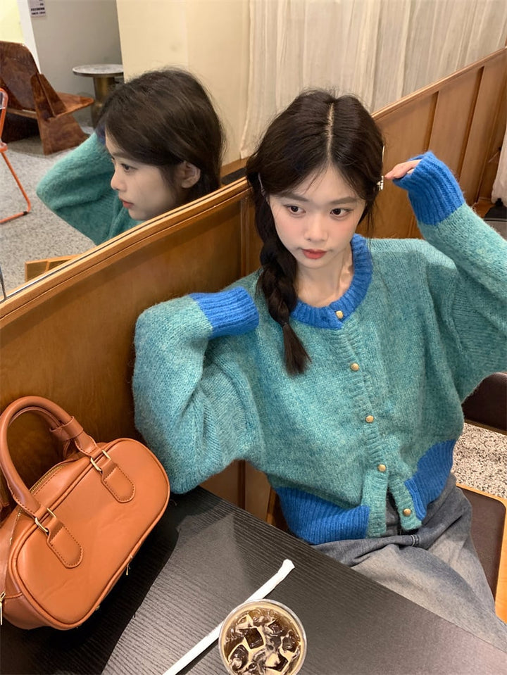 【outer】配色ニットカーデ　M26904