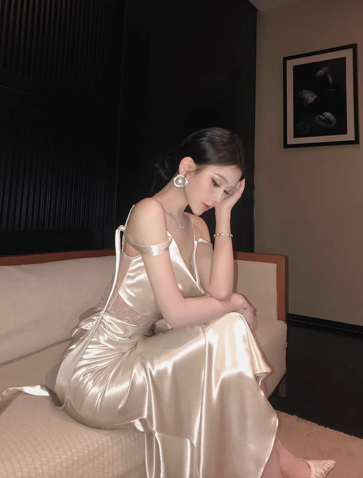 【dress】レースドッキングマーメイドワンピース Q8395
