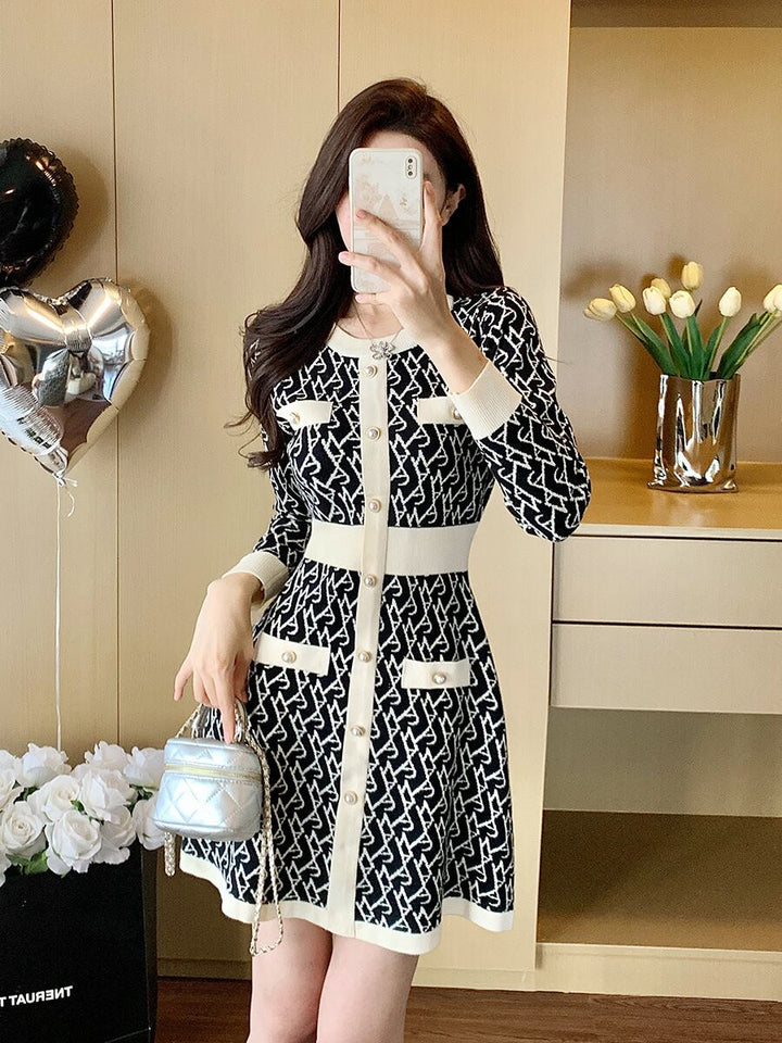 【dress】ジャカードニットワンピース　M28424
