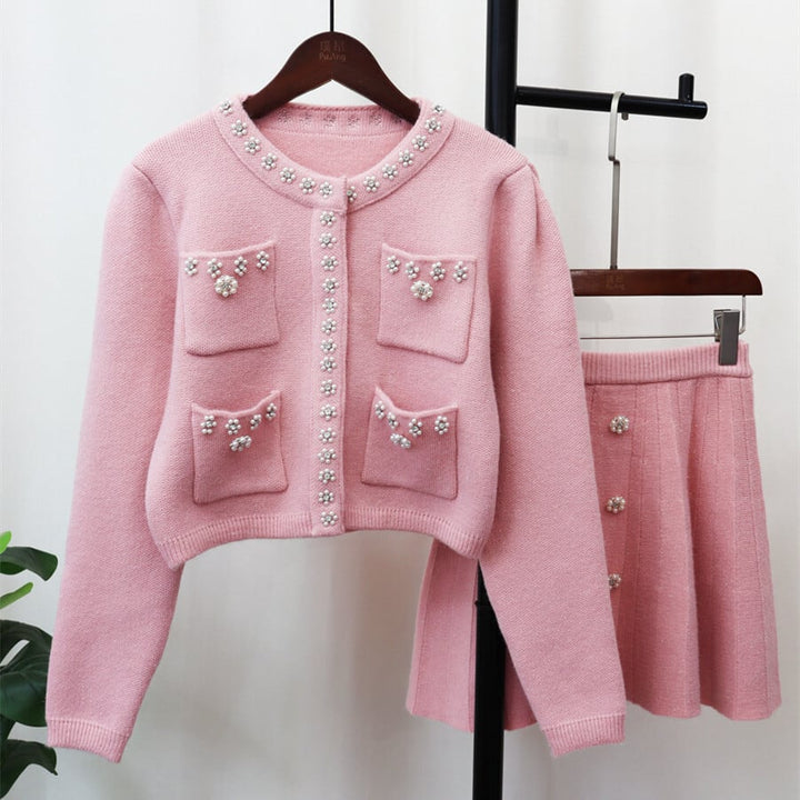 【set】ニットカーデ×スカートセット　M26848