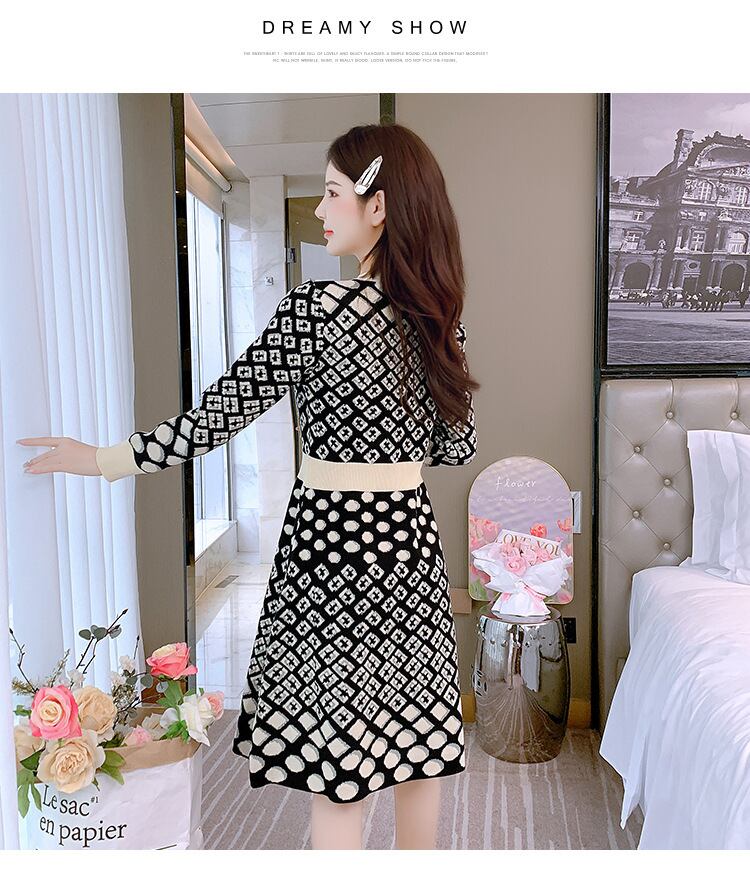 【dress】クルーネックニットワンピース　M18339