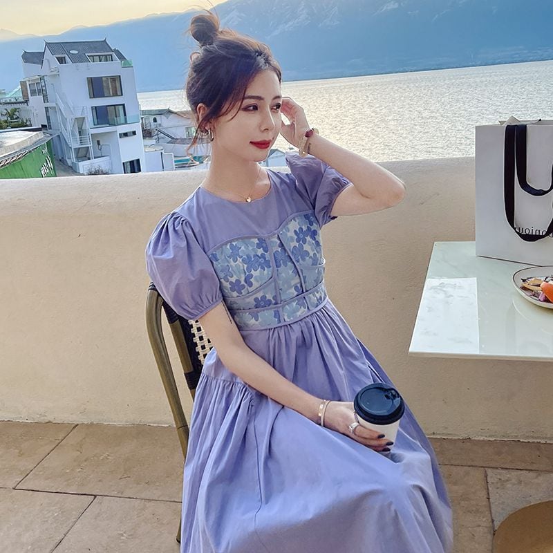 【dress】主役級スウィートパフスリーブワンピース超人気　M16858