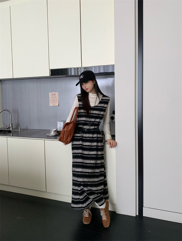 【set】長袖Tシャツ+ベストワンピースセット　M26557
