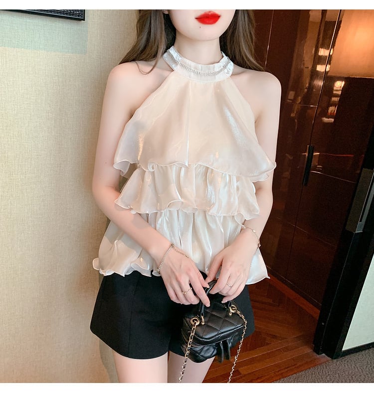 【tops】存在感 スウィートオシャレノースリーブトップス　M16751