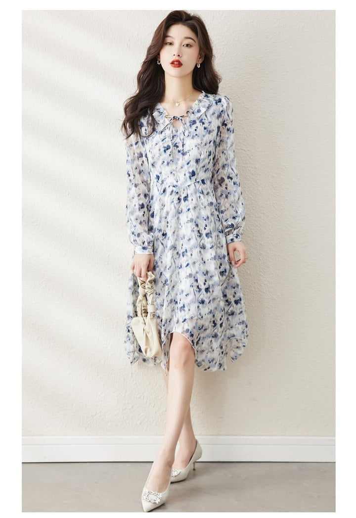 【dress】人気を独占中 エレガントプリントワンピース　M17385