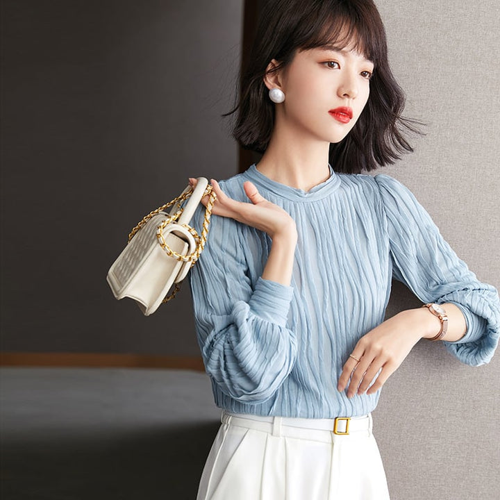 【tops】女子力アップエレガントOL、通勤シャツトップス　M17007