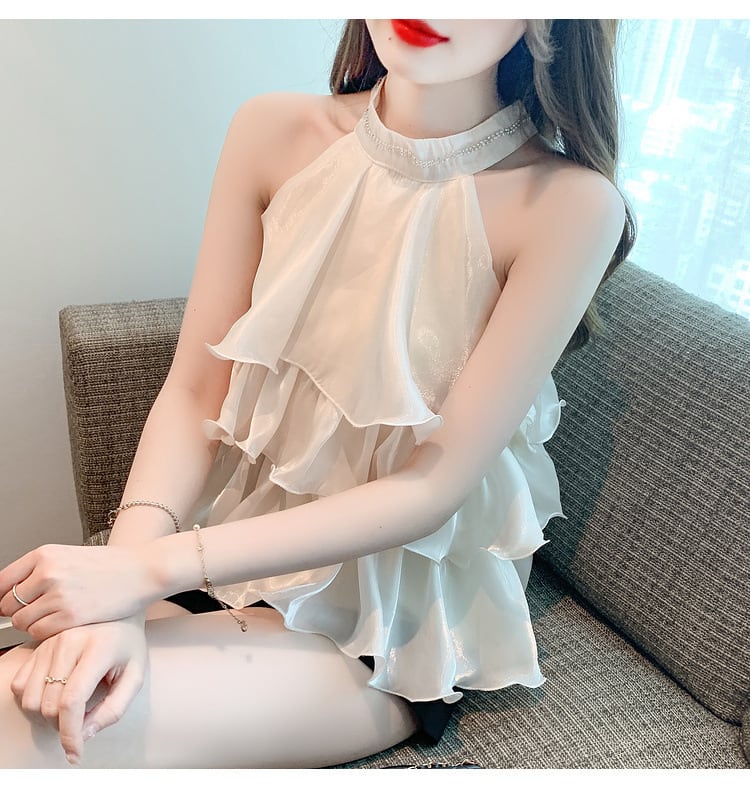 【tops】存在感 スウィートオシャレノースリーブトップス　M16751
