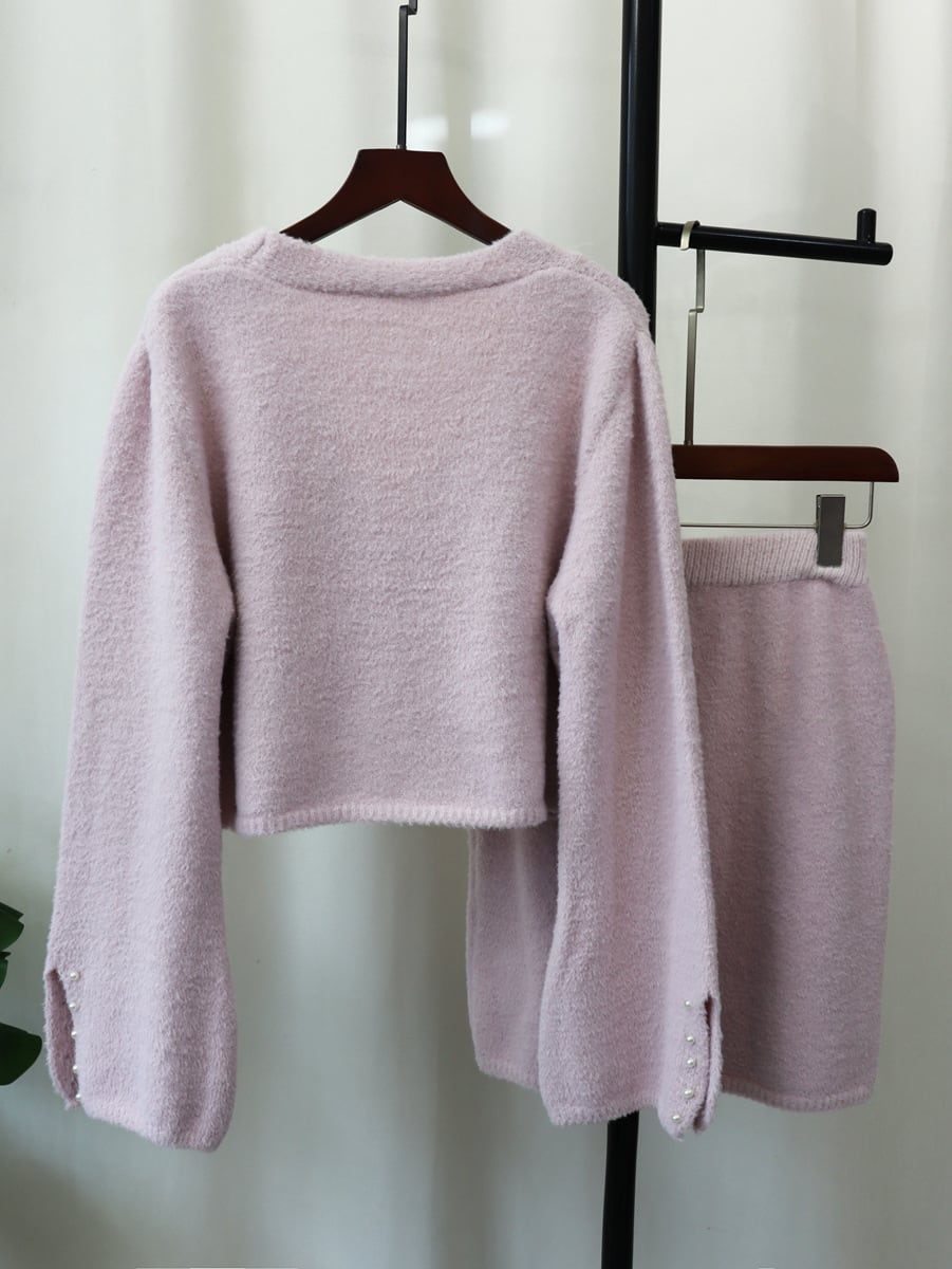 【set】Ⅴネックカーディガン×スカートセット　N2758