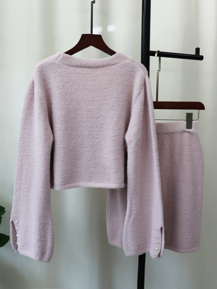 【set】Ⅴネックカーディガン×スカートセット　N2758