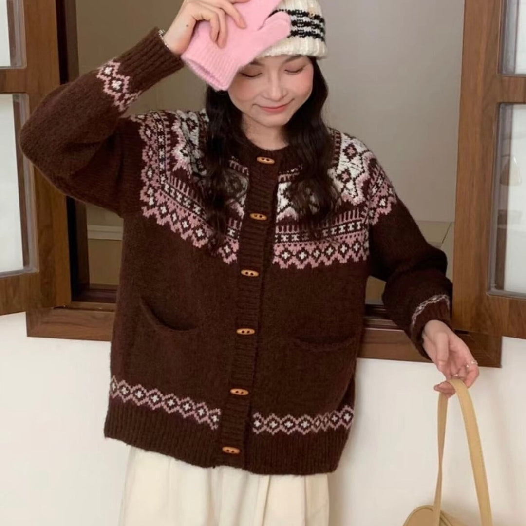 【outer】ジャカードニットカーデ　M27699