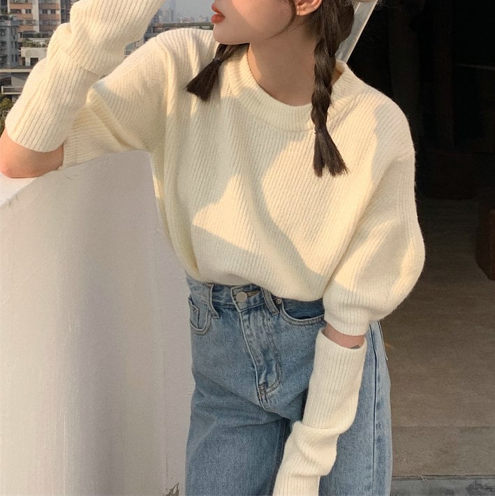 【tops】ニットセーターアームカバー付き　M18302