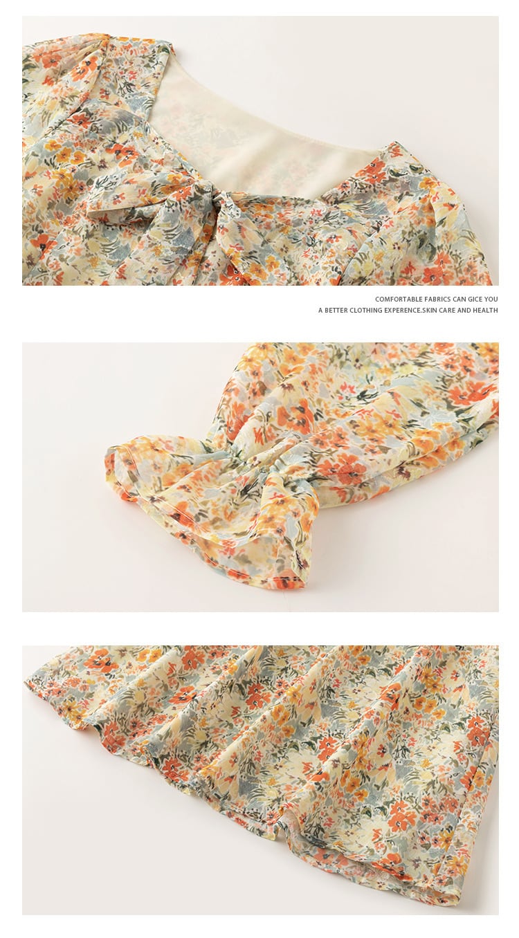 【dress】絶対欲しいスウィート花柄ワンピース着瘦せ　M17069