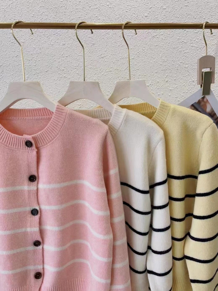 【outer】大活躍ボーダー柄カーディガン合わせやすい　M17527