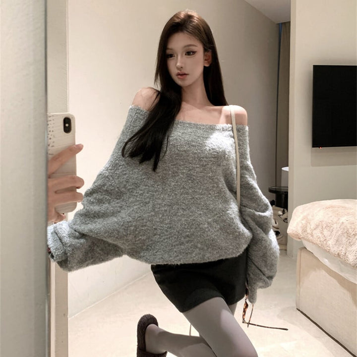 【tops】オフショルダーニットセーター　M28417