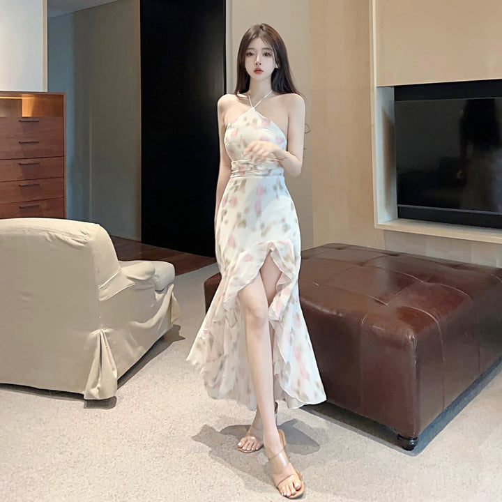 【dress】人気を独占中 フリルセクシーキャミワンピース　M17006