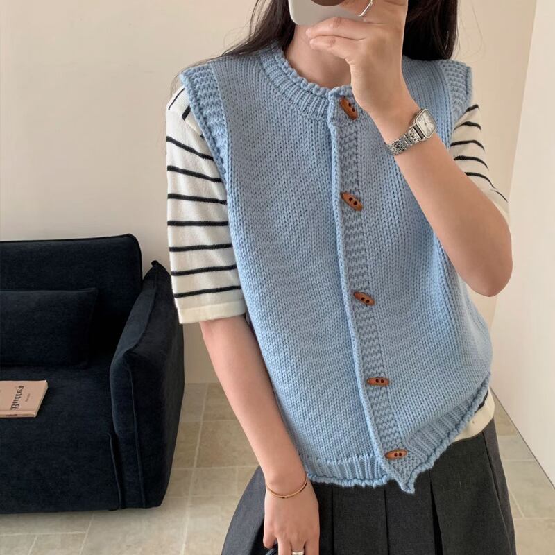 【tops】4色展開ニットベスト Q8062