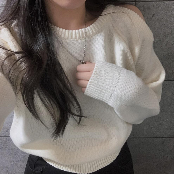 【tops】オフショルダーニットセーター　M27355