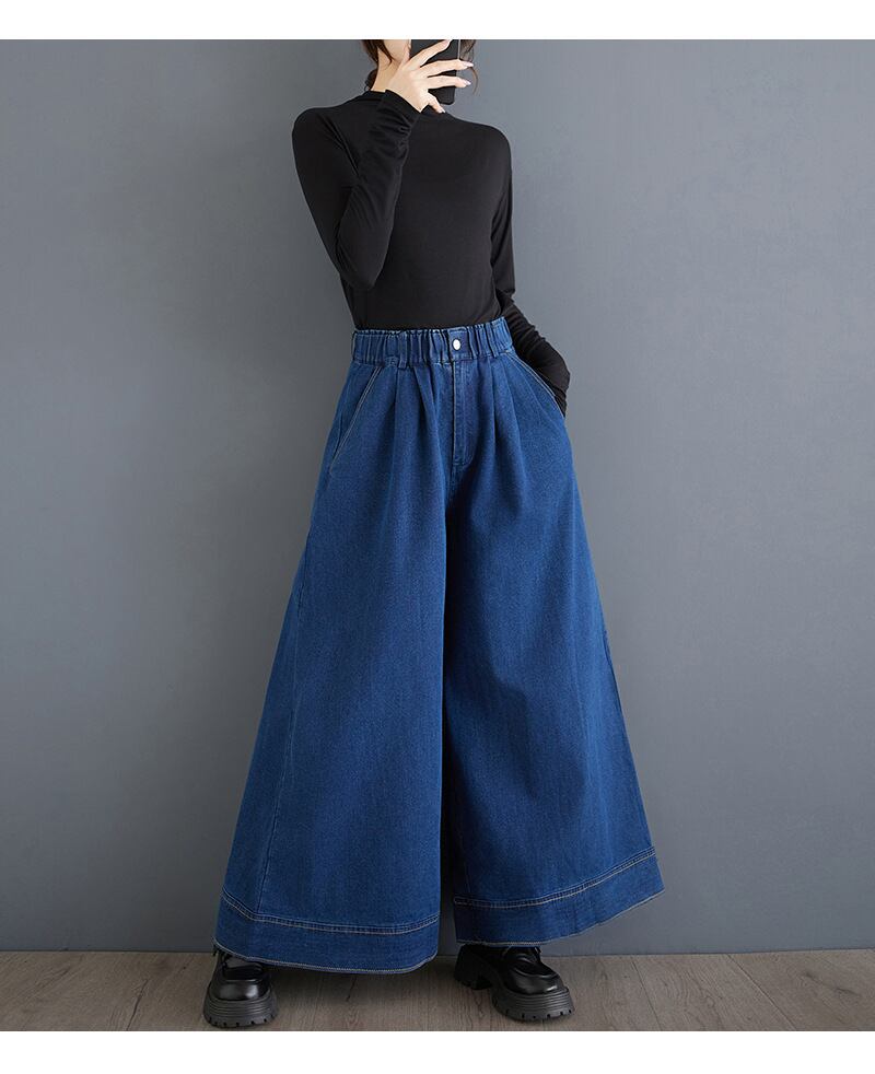 【bottoms】デニムワイドパンツ　M29432