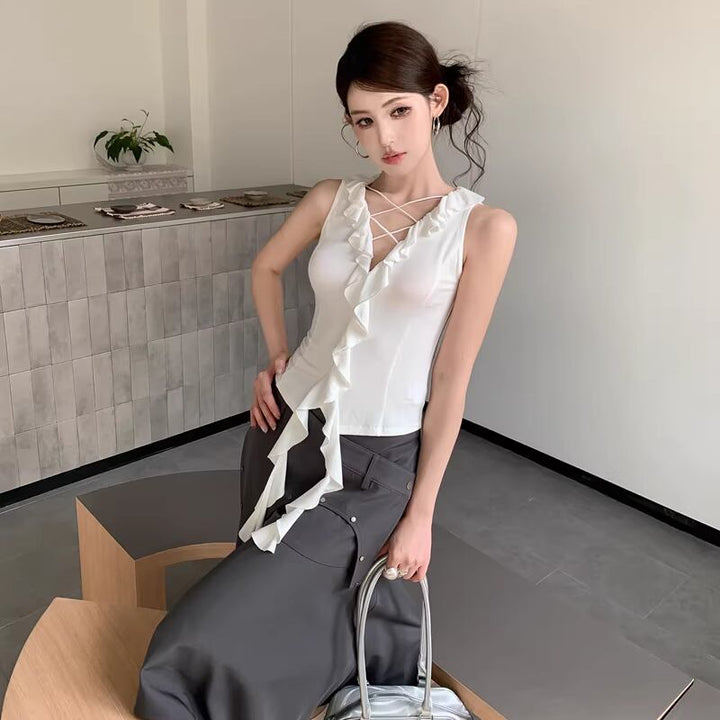 【tops】ストラップノースリーブトップス Q8211