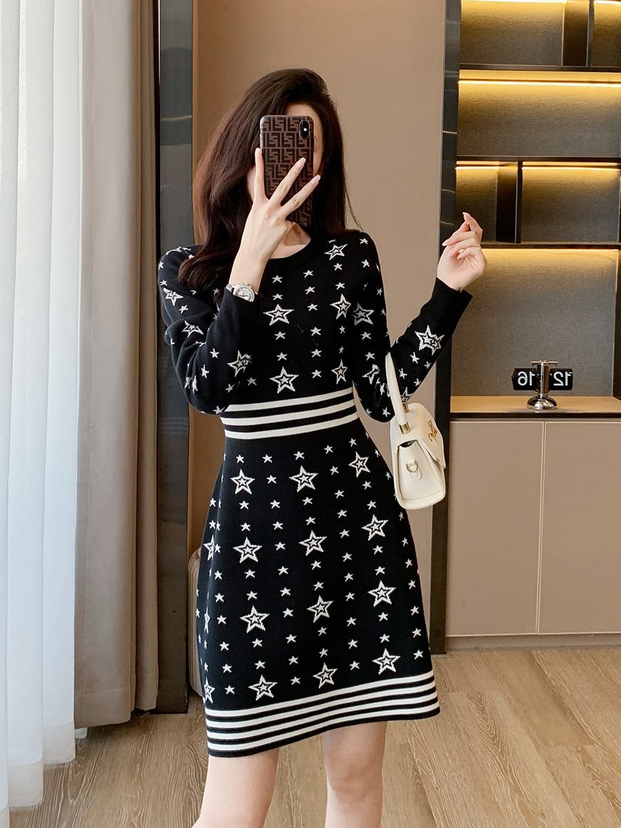 【dress】今季マストバイエレガントニットワンピース　M17470