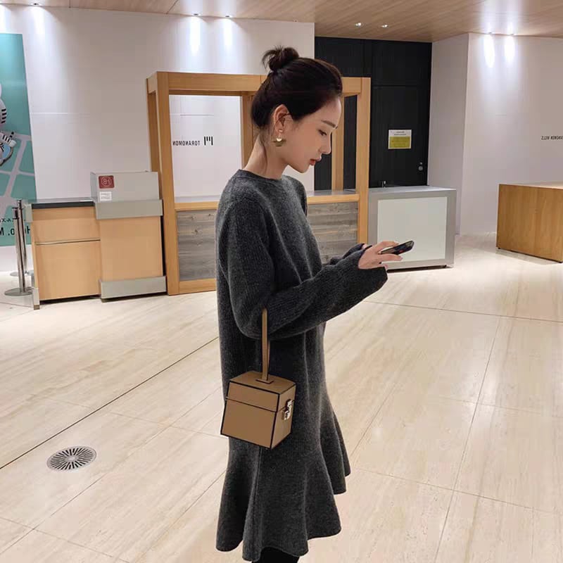 【dress】フリルニットワンピース　M26194