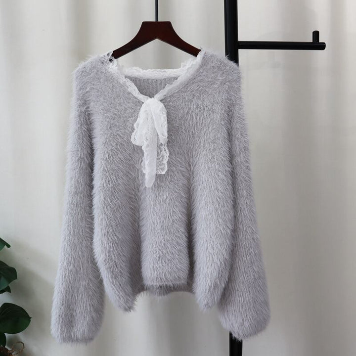【tops】レース切り替えニットセーター　M27538