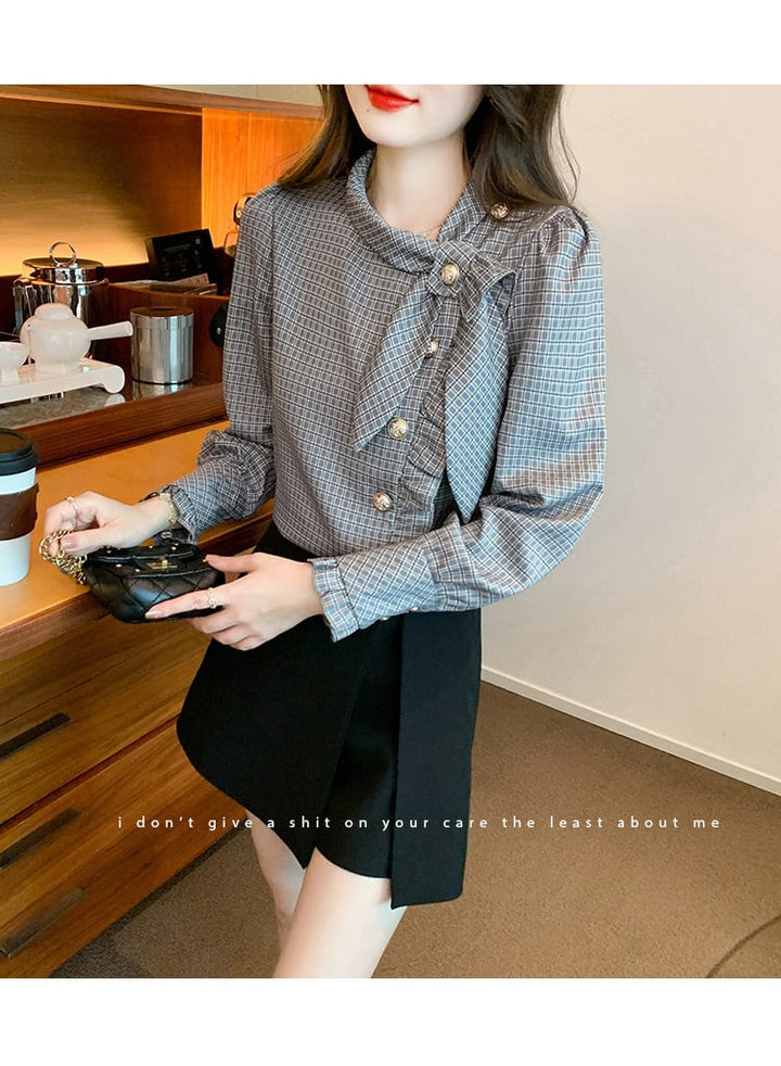 【tops】チェック柄シャツトップス　M25345