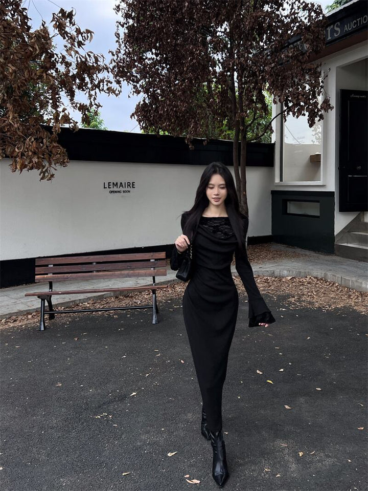 【dress】レース切り替えワンピース　M27846