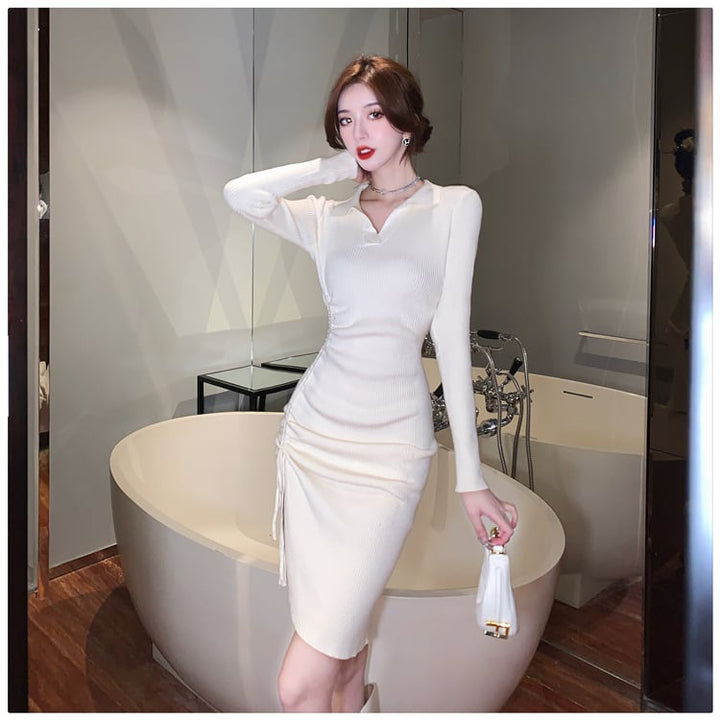 【dress】話題沸騰中 オシャレスリットニットワンピース　M17466