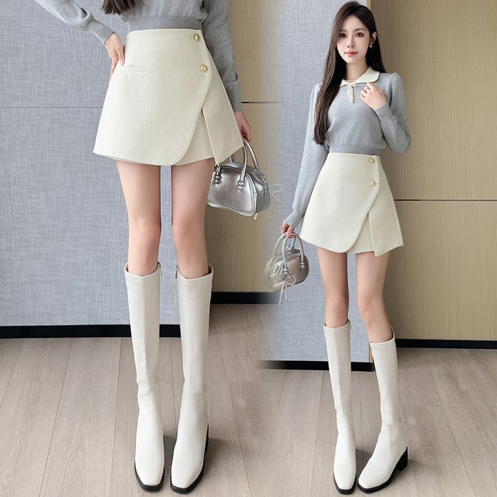 【bottoms】ハイウエストキュロットパンツ　M28256