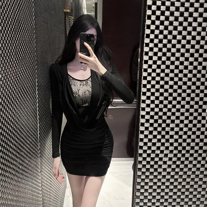 【dress】チュールドッキングワンピース Q7759