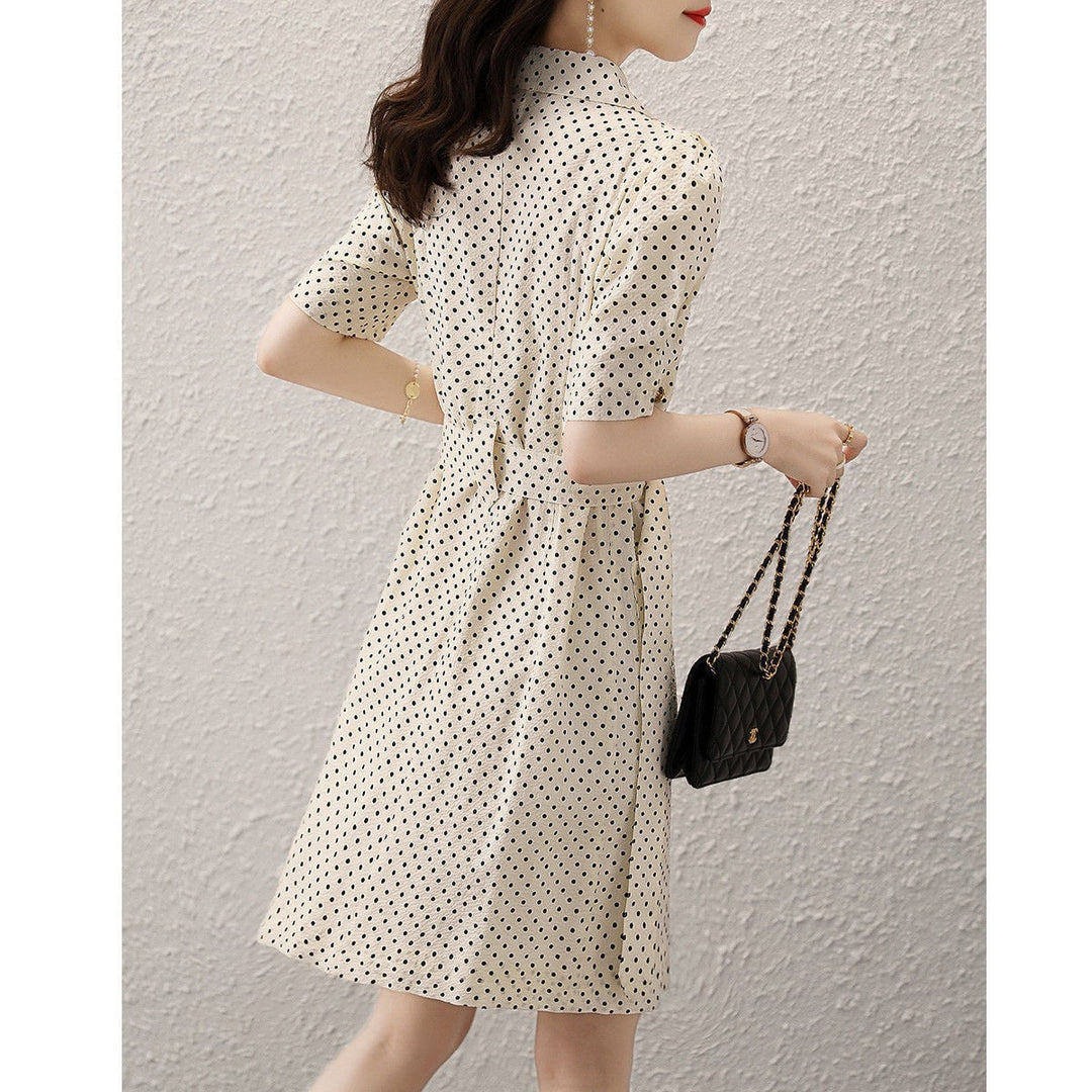 【dress】高級感 エレガントオシャレドット柄ワンピース　M16819