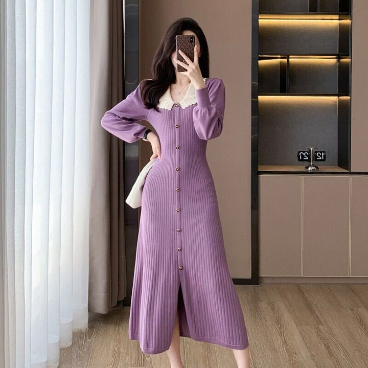 【dress】ボタンデザインニットワンピース　M18657