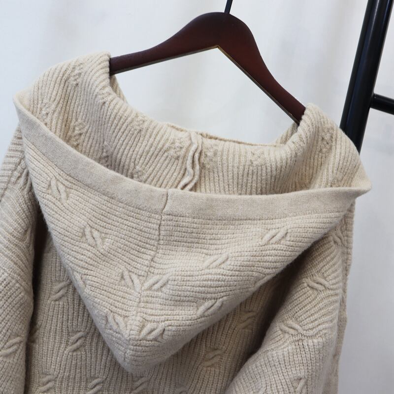 【outer】フード付きニットカーデ　M26133