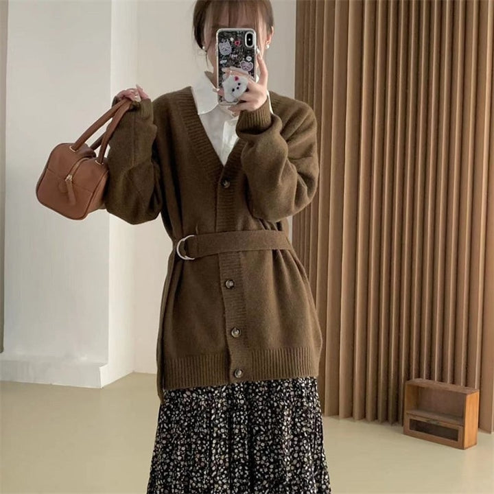 【dress】Vネックニットカーディガンベルト付き　M17795