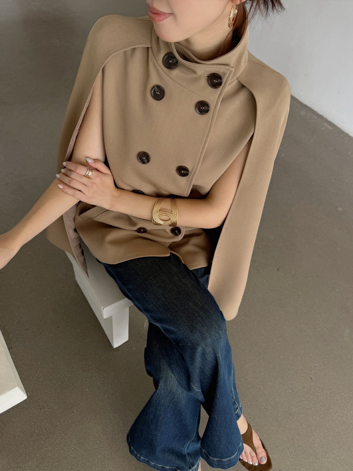 【outer】2色展開ケープコート Q8986
