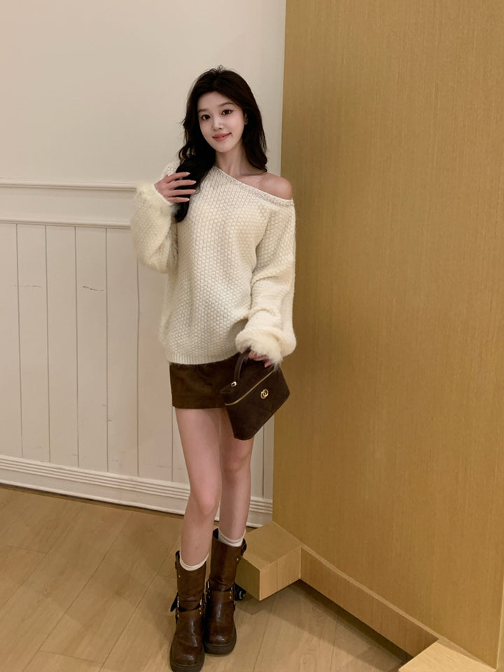 【tops】パール付きニットトップス Q9242