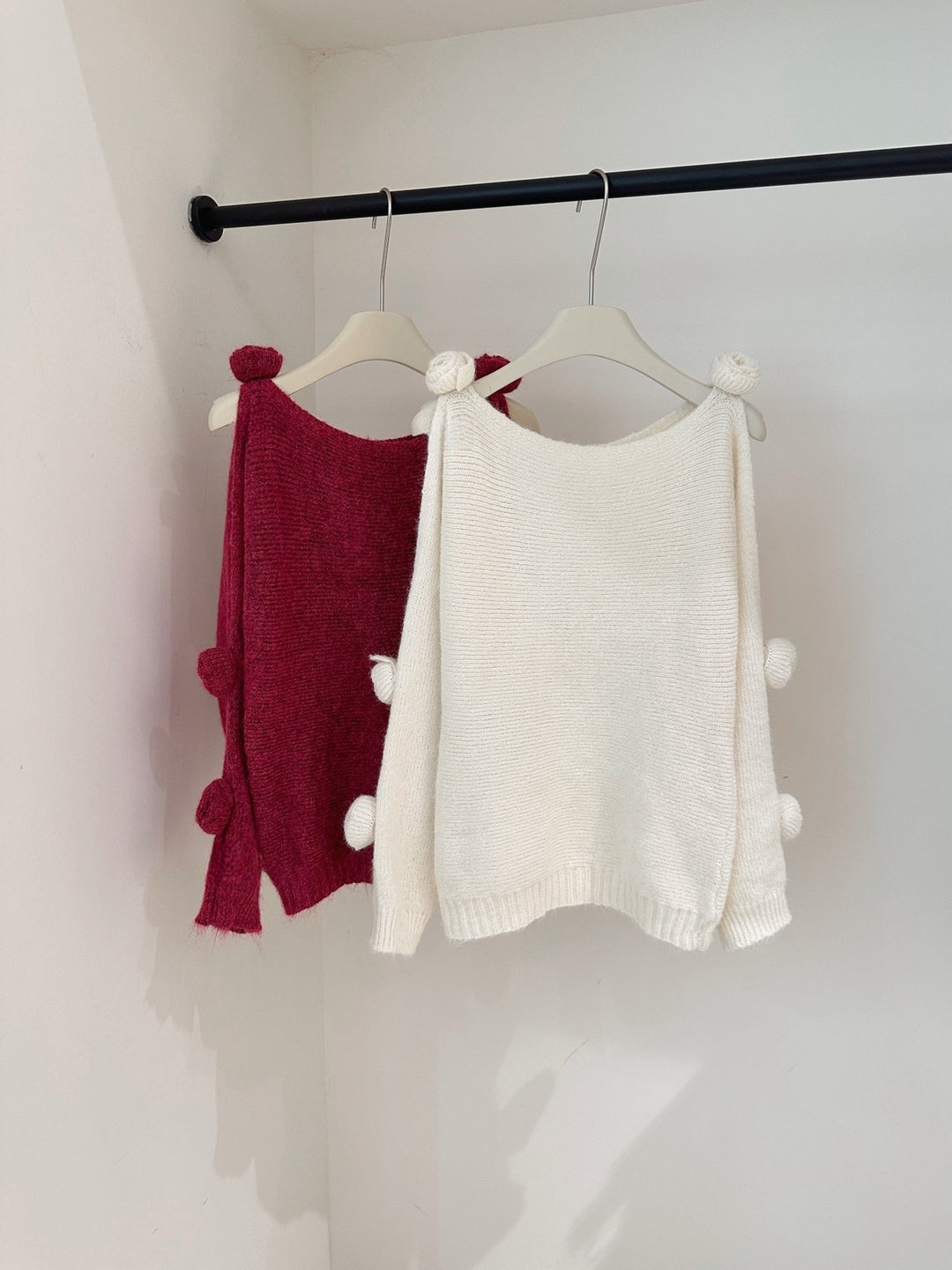 【tops】立体フラワー付きニットトップス Q9260