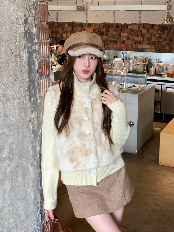 【outer】ファードッキングニットカーディガン Q9268