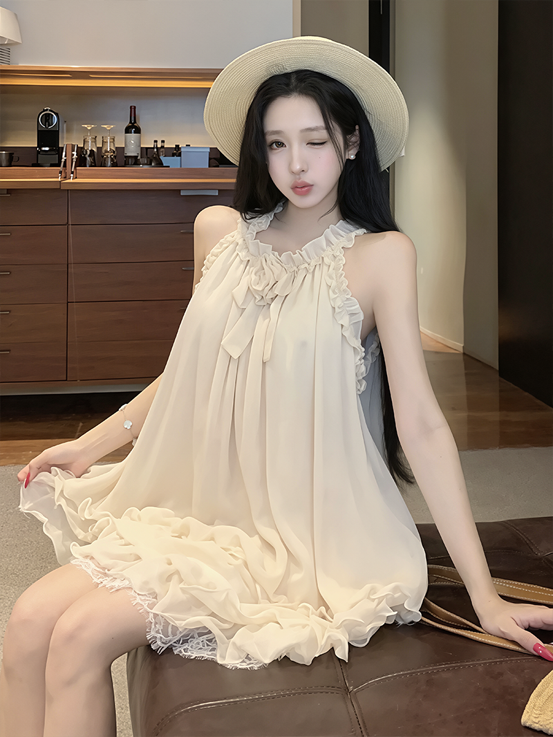 【dress】ノースリーブギャザーフリルミニワンピース Q8631