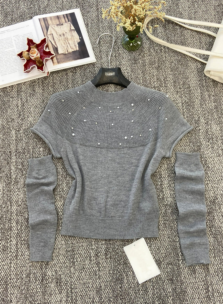 【tops】アームカバー付きニットトップス Q8930