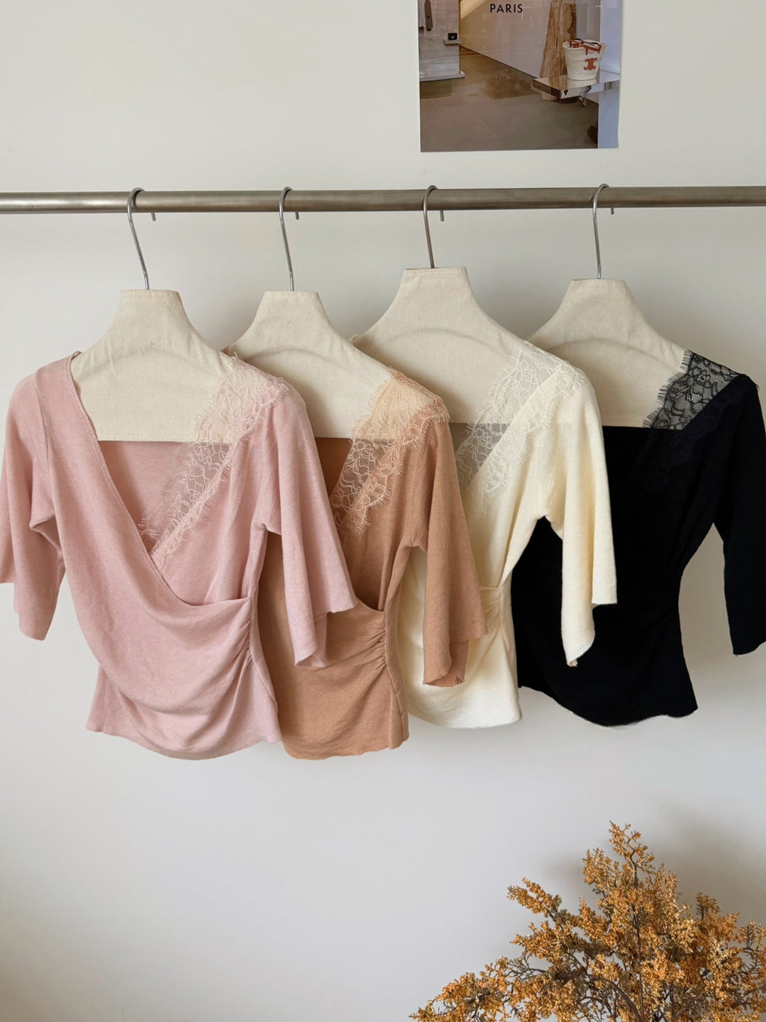 【tops】レースドッキングニットトップス Q9060