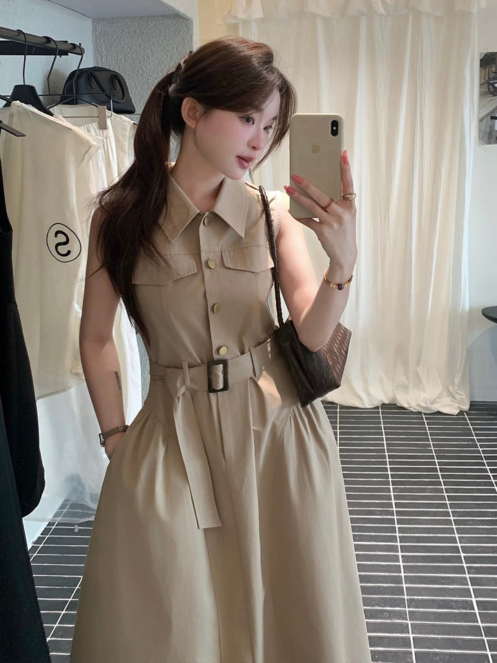 【dress】ノースリーブAラインワンピース Q8655