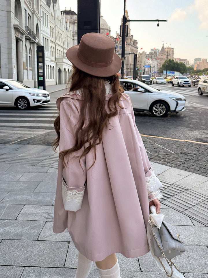 【outer】レースドッキングピーターパンカラーコート Q9276