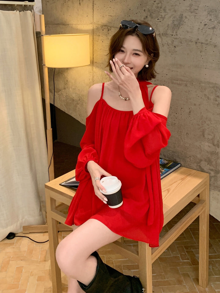 【tops】スカーフ付きオフショルダートップス Q9041
